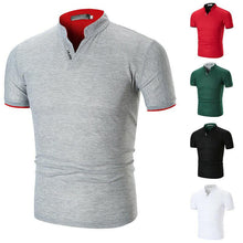 Load image into Gallery viewer, Hot Mens Shirt Solid Cotton Slim Fit Short Sleeve V-Neck
